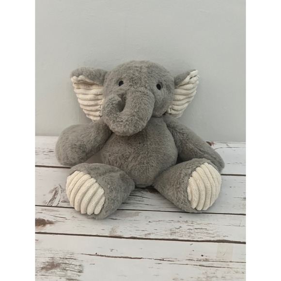 Lambs & Ivy Other - Lambs & Ivy Elephant Plush Grey Corduroy Accent Stuffed Animal 10in